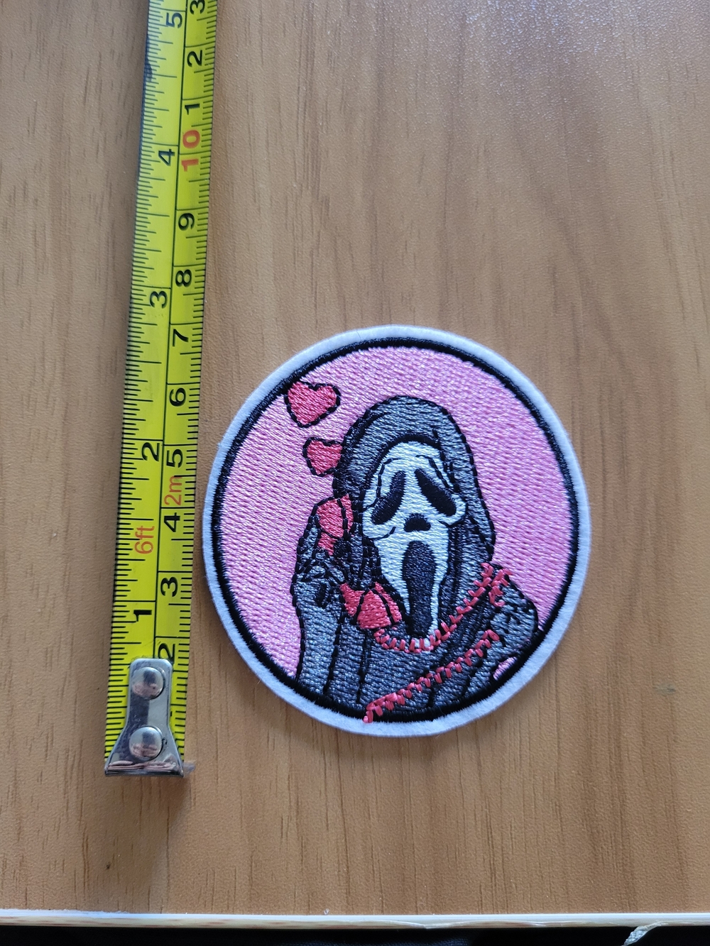 Pink Ghostface Embroidered Iron-On Patch - Cute Horror Accent